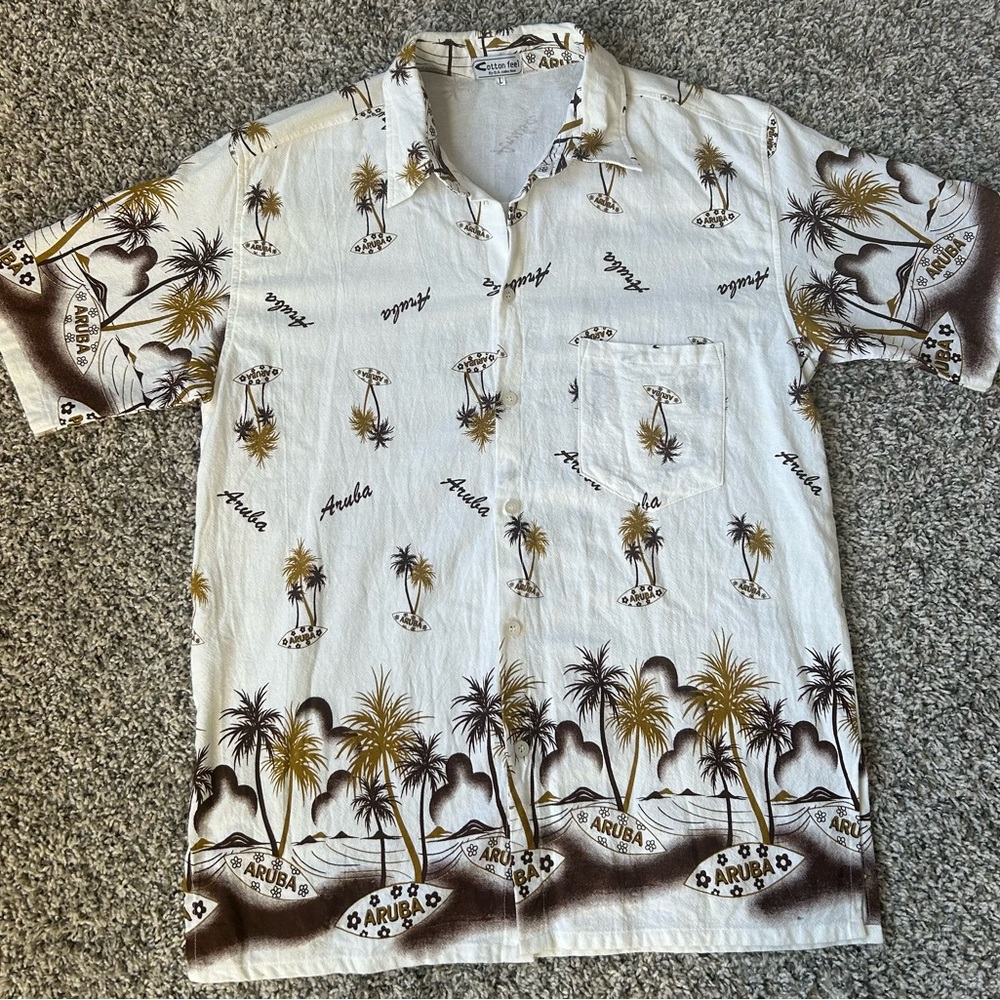 Cotton Feel by D.A. Collection Aruba Button Down Men’s Shirt size Large